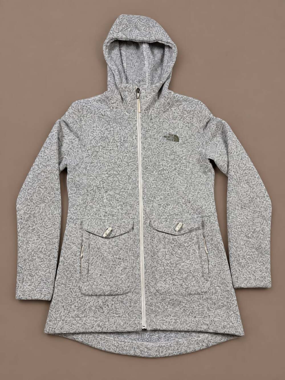 The North Face Crescent Parka Size S Gray Fleece Zip Hoodie Jacket